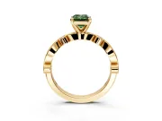 Solitaire Engagement Ring Setting for Fancy Green Emerald Cut Center with Milgrain Bezel Accents and Prong Head in Yellow Gold
