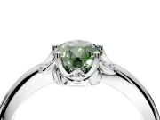 Floral Frame Engagement Ring Setting for Fancy Green Pear-Shaped Center with Accent Clusters and Prong Head in Platinum