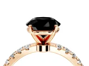 Open Basket Engagement Ring Setting for Fancy Black Round Cut Center with Pave Band and Prong Head in Rose Gold