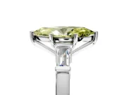 3 Stone Engagement Ring Setting for Fancy Yellow Marquise Center with Channel Baguette Accents and Prong Head in Platinum