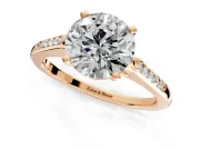 Solitaire Engagement Ring Setting for Round Cut Center with Channel Accents and Prong Head in Rose Gold
