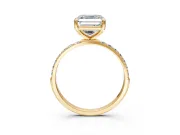 Solitaire Engagement Ring Setting for Asscher Cut Center with Pave Accents and Prong Head in Yellow Gold