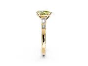 Bar-Set Engagement Ring Setting for Fancy Yellow Pear-Shaped Center with Tapered Baguette Accents and Prong Head in Yellow Gold