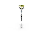Baguette Engagement Ring Setting for Fancy Yellow Round Cut Center with Alternating Bar-Set Band and Prong Head in Platinum