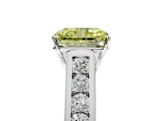 Solitaire Engagement Ring Setting for Fancy Yellow Radiant Cut Center with Round Cut Channel Band and Prong Head in White Gold