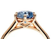 Solitaire Engagement Ring Setting for Fancy Blue Round Cut Center with Cathedral Band and Prong Head in Rose Gold