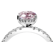 Solitaire Engagement Ring Setting for Fancy Pink Oval Center with Band of Accents and Prong Head in Platinum