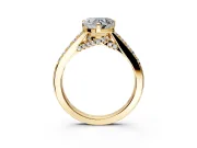 Solitaire Engagement Ring Setting for Heart-Shaped Center with Crossover Accents and Prong Head in Yellow Gold