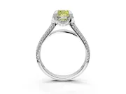 Solitaire Engagement Ring Setting for Fancy Yellow Cushion Cut Center with Accented Split Shank and Prong Head in Sterling Silver
