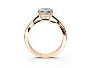 Solitaire Engagement Ring Setting for Princess Cut Center with Plain Bypass Twist Band and Prong Head in Rose Gold