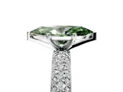 Solitaire Engagement Ring Setting for Fancy Green Marquise Center with Domed Multi-Row Pave Band and Prong Head in Platinum