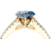 Solitaire Engagement Ring Setting for Fancy Blue Heart-Shaped Center with Pave Split Shank and Prong Head in Yellow Gold
