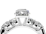 5 Stone Engagement Ring Setting for Radiant Cut Center with Graduated Accents and Prong Head in Sterling Silver