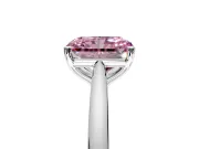 Solitaire Engagement Ring Setting for Fancy Pink Radiant Cut Center with Narrow Cathedral Band and Prong Head in White Gold