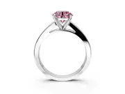 Solitaire Engagement Ring Setting for Fancy Pink Round Cut Center with Princess Cut Channel Band and Prong Head in White Gold