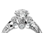 Solitaire Engagement Ring Setting for Marquise Center with Filigree Accent Basket and Prong Head in Platinum