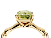 Solitaire Engagement Ring Setting for Fancy Yellow Radiant Cut Center with Bamboo Band and Prong Head in Yellow Gold