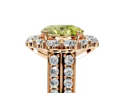 Large Accent Halo Engagement Ring Setting for Fancy Yellow Oval Center with Pave Split Shank and Prong Head in Rose Gold