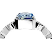Milgrain Bezel Engagement Ring Setting for Fancy Blue Radiant Cut Center with Marquise Stations and Bezel Head in Sterling Silver
