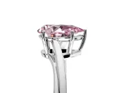 Solitaire Engagement Ring Setting for Fancy Pink Pear-Shaped Center with Plain Bypass Twist Band and Prong Head in White Gold