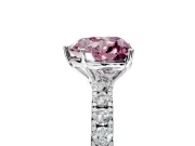 Solitaire Engagement Ring Setting for Fancy Pink Heart-Shaped Center with Large Accent Band and Prong Head in Sterling Silver