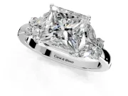 Solitaire Engagement Ring Setting for Princess Cut Center with Marquise Flower Shoulders and Prong Head in Sterling Silver