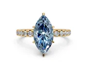 Solitaire Engagement Ring Setting for Fancy Blue Marquise Center with Shared-Prong Accents and Prong Head in Yellow Gold