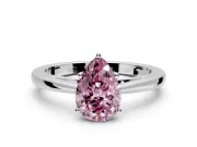Solitaire Engagement Ring Setting for Fancy Pink Pear-Shaped Center with Open Cathedral Shoulders and Prong Head in White Gold