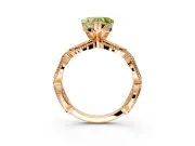 Solitaire Engagement Ring Setting for Fancy Yellow Heart-Shaped Center with Marquise Panel Band and Prong Head in Rose Gold
