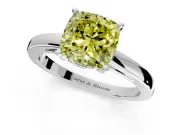 Solitaire Engagement Ring Setting for Fancy Yellow Cushion Cut Center with Basket Rail and Prong Head in Sterling Silver