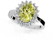 Starburst Halo Engagement Ring Setting for Fancy Yellow Oval Center with Flat Cathedral Band and Prong Head in Platinum