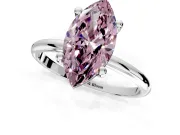 Minimalist Solitaire Engagement Ring Setting for Fancy Pink Marquise Center with Thin Band and Prong Head in Sterling Silver