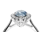 Starburst Halo Engagement Ring Setting for Fancy Blue Marquise Center with Thin Round-Wire Band and Prong Head in Platinum