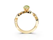 Solitaire Engagement Ring Setting for Fancy Yellow Marquise Center with Bar-Station Pave Twist and Prong Head in Yellow Gold