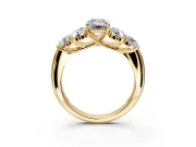 Cluster Engagement Ring Setting for Emerald Cut Center with Round Cut Accent Frame and Prong Head in Yellow Gold