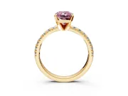 Solitaire Engagement Ring Setting for Fancy Pink Radiant Cut Center with Large Accents and Prong Head in Yellow Gold