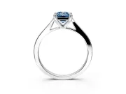 Solitaire Engagement Ring Setting for Fancy Blue Emerald Cut Center with Tapered Shoulders and Prong Head in Sterling Silver