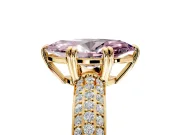 Solitaire Engagement Ring Setting for Fancy Pink Marquise Center with Multi-Row Pave Accents and Basket Head in Yellow Gold