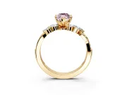 Solitaire Engagement Ring Setting for Fancy Pink Marquise Center with Marquise Accent Twist Band and Prong Head in Yellow Gold