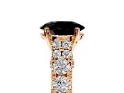 Solitaire Engagement Ring Setting for Fancy Black Oval Center with Pave Cathedral Shoulders and Prong Head in Rose Gold