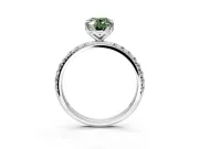 Solitaire Engagement Ring Setting for Fancy Green Oval Center with Micro Pave Band and Prong Head in Sterling Silver