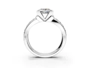 Bezel Engagement Ring Setting for Princess Cut Center with Wide Channel-Set Band and Bezel Head in Platinum