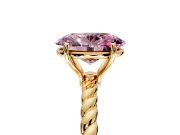 Solitaire Engagement Ring Setting for Fancy Pink Oval Center with 2-Strand Rope Twist Band and Prong Head in Yellow Gold