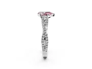 Solitaire Engagement Ring Setting for Fancy Pink Pear-Shaped Center with Twisted Pave Split Shank and Prong Head in Platinum