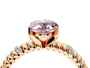 Rope Engagement Ring Setting for Fancy Pink Oval Center with Accent Shoulders and Prong Head in Rose Gold