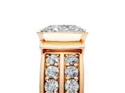 Bezel Engagement Ring Setting for Radiant Cut Center with Wide Channel-Set Band and Bezel Head in Rose Gold