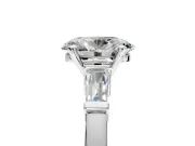 3 Stone Engagement Ring Setting for Oval Center with Channel Baguette Accents and Prong Head in Platinum