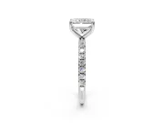 Solitaire Engagement Ring Setting for Radiant Cut Center with Micro Pave Band and Prong Head in Platinum