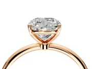 Solitaire Engagement Ring Setting for Cushion Cut Center with Straight Thin Band and Prong Head in Rose Gold