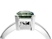 Solitaire Engagement Ring Setting for Fancy Green Radiant Cut Center with Plain Band and Flat Tab Prong Head in White Gold